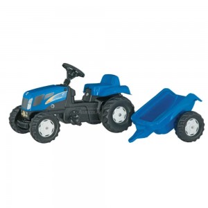 Tractor juguete de pedales New Holland TVT 190 con remolque